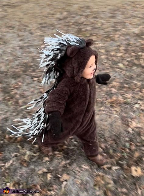 DIY Baby Porcupine Costume Diy Raccoon Costume Kids, Forest Animal Costume, Porcupine Costume, Homemade Animal Costumes, Animal Costumes Diy, Nicu Halloween, Kangaroo Costume, Baby Animal Costumes, Baby Porcupine