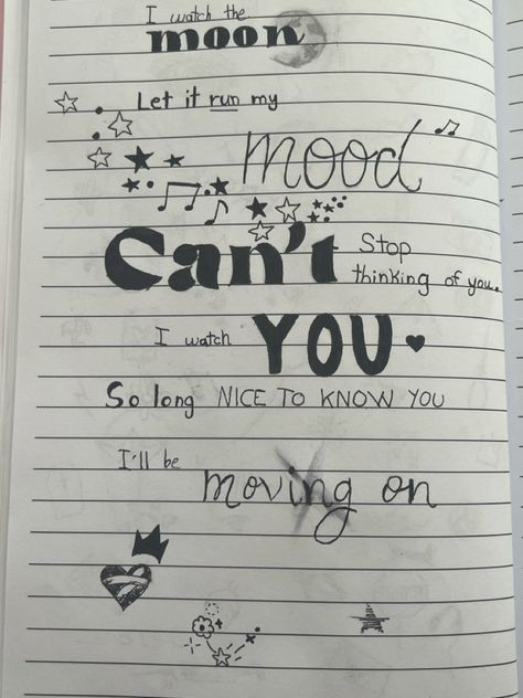 Notebook Lyrics Aesthetic, Song Lyrics For Sketchbook, Lyric Writing Aesthetic, Lyrics In Notebook, Lyrics On Notebook, Lyrics To Draw, Song Lyrics On Notebook, Writing Lyrics On A Notebook, Writing Lyrics Aesthetic