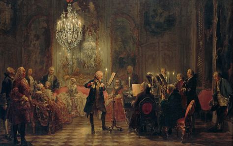 people gathering and listening to music wallpaper #painting #artwork #Prussia #concerts #king oil painting classic art #chandeliers #musician #flute #piano #candles Frederick the Great #1080P #wallpaper #hdwallpaper #desktop Adolph Menzel, Frederick The Great, Music Painting, Sebastian Bach, Music Wallpaper, Painting Wallpaper, Classical Art, Of Wallpaper, Classical Music