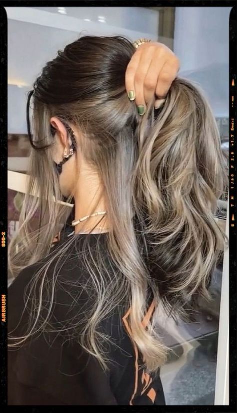 Dark Brown With Underneath Color, Dark Hair With Colour Underneath, Dye Bottom Half Of Hair, Highlights Brown Hair Underneath, Dark Brown Underneath Hair, Highlights Underneath Hair Brown, Hidden Hair Color Brown, Dark Brown Hair With Highlights Underneath, Under Colour Hair Brown