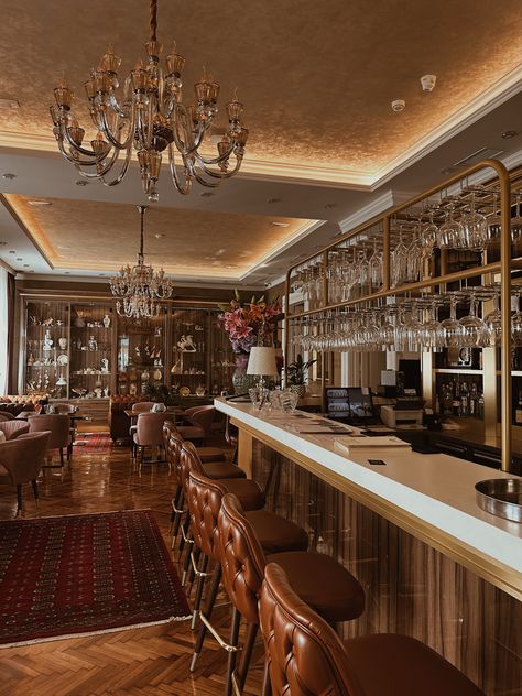 Brown Business Aesthetic, Old Money Restaurant Aesthetic, Old Restaurant Aesthetic, Restaurant Aesthetic Vintage, Old Hotel Aesthetic, Old Money Restaurant, Fancy Restaurant Aesthetic, Jazz Restaurant, Hazbin Oc