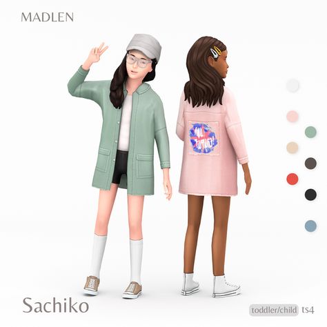 Sachiko Outfit | Madlen on Patreon The Sims 4 Kids, Sims 4 Kids Cc, Lotes The Sims 4, Sims 4 Clothes Cc, Sims Baby, Sims 4 Cc Kids Clothing, Outfit Oversize, Pelo Sims, The Sims 4 Packs