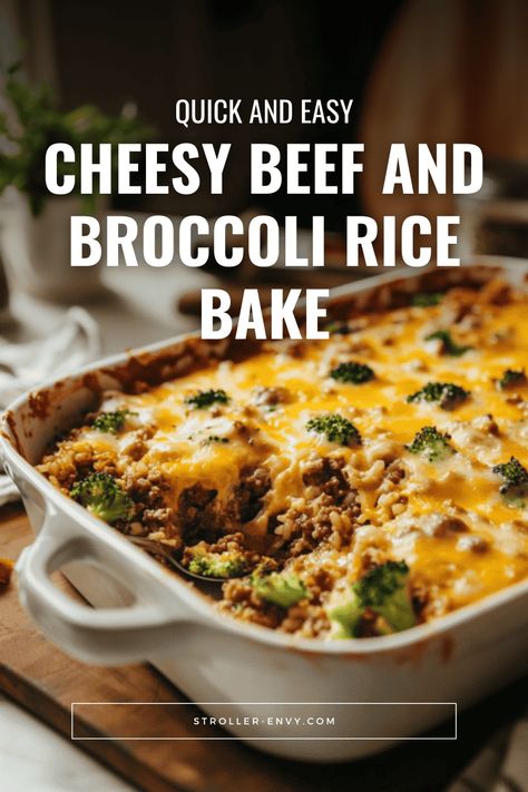 Indulgent Cheesy Beef and Broccoli Rice Bake 🧀 Ground Beef Rice Broccoli Recipes, Ground Beef Broccoli Rice Casserole, Hamburger Rice Broccoli Cheese Casserole, Ground Beef And Broccoli Recipes For Dinner, Beef And Broccoli Bake, Ground Beef Broccoli Rice, Ground Beef Rice And Broccoli, Beef And Rice Bake, Broccoli And Ground Beef Recipes