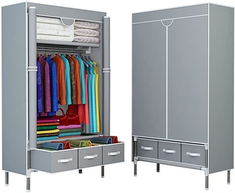 Apartment Wardrobe, Portable Wardrobe Closet, Wardrobe Closet Storage, Sliding Curtains, Metal Tub, Beautiful Closets, Portable Wardrobe, Drawer Boxes, Portable Closet