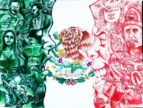 Mexican Art Drawing, Mexican Nostalgia, Mexican Flag Drawing, Mexico Culture Art, Chicano Wallpaper, Chicano Drawing, Lowrider Arte, Chicano Culture, Art Chicano