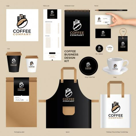 Brand identity templates for coffee company Premium Vector Resep Starbuck, Cafe Logos, Desain Merek, Coffee Shop Logo Design, Cafe Logo Design, Coffee Shop Branding, Coffee Shop Logo, Cafe Branding, Design Café