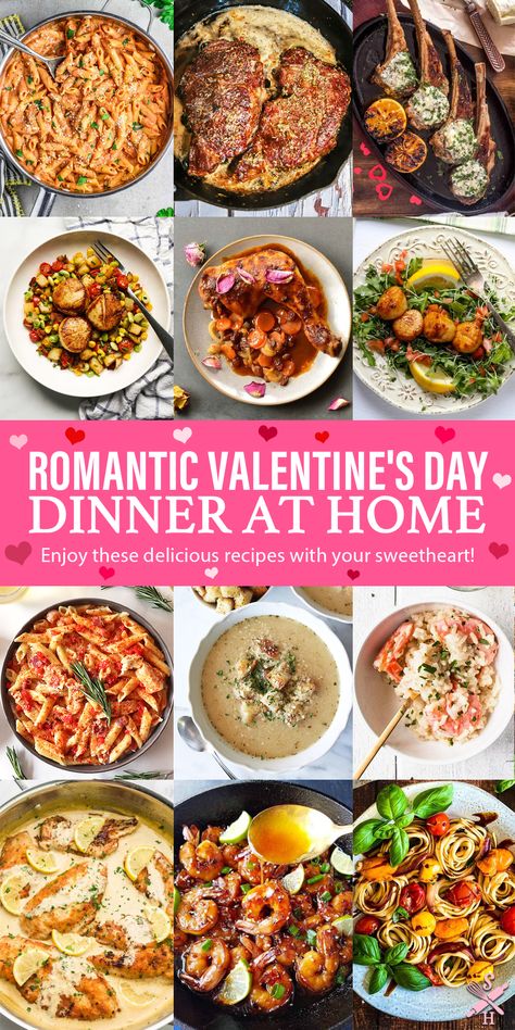 Healthy Valentines Dinner, Easy Romantic Dinner, Family Valentines Dinner, Dinner Date Recipes, Valentines Food Dinner, Romantic Dinner Ideas, Valentines Day Recipes, Night Dinner Recipes, Meals For 2