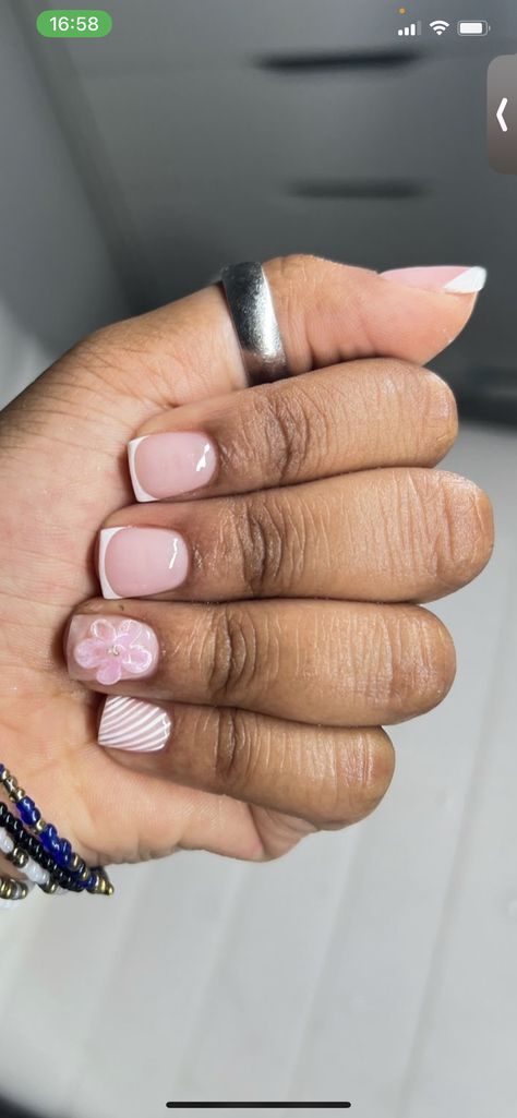 Birthday Nails Overlay, Thanksgiving Nails Natural Short, Overlay With Design Nails, Natural Painted Nail Designs, Plan Short Nails, Short Pink Nails Designs Art Ideas, Short Gel Overlay Nail Designs, Gel Manicure Designs Short Nails Simple, Really Short Nails Design