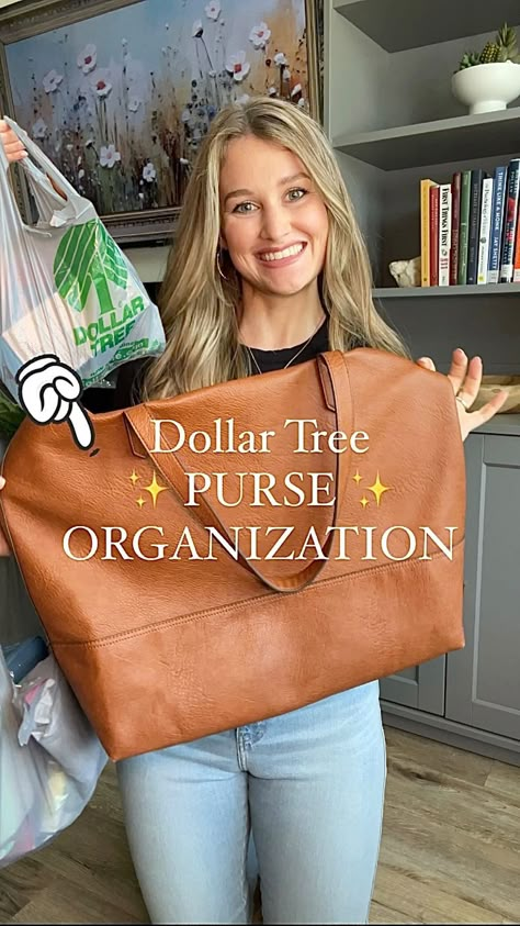 Emma Villaneda | Dollar Tree ORGANIZATION ideas for your ✨purse/bag✨ Which idea was your favorite?! 👜👉🏻I added the purse to my Amazon Storefront under... | Instagram How To Store Reusable Bags, How To Store Handbags In A Small Space, Bags Organization Closet, Diy Car Organization Ideas, File Organization Ideas, Dollar Tree Car Hacks, Storage Tote Organization, Dollar Tree Packing Hacks, Dollar Tree Car Organization Ideas