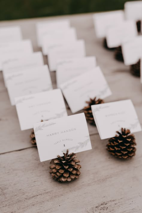 Enchanting Woodland Maine Wedding at Hidden Pond Resort | Junebug Weddings Pine Cone Table Numbers, Nature Wedding Inspiration, Cottegcore Wedding, Woodland Themed Wedding Decorations, Woodland Fairy Wedding Ceremony Decor, Outdoor Woodsy Wedding Ideas, Romantic Woodsy Wedding, Forrest Weddings Decoration, Cottagecore Wedding Ideas