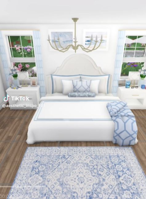 Beach Rooms Bloxburg, Bloxburg Bedroom Ideas Aesthetic Blue, Bloxburg Room Ideas Preppy Bedroom, Beach Themed Bedroom Bloxburg, Bloxburg House Layouts Beach 1 Floor, Bloxburg Room Coastal, Blue Beach House Bloxburg, Coastal Bedrooms Master Bloxburg, Coastal Bedrooms Bloxburg Ideas