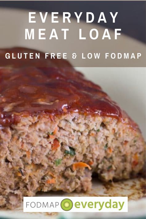 close up of meatloaf on white plate Fodmap Meatloaf, Low Food Map, Fodmap Dinner Recipes, Low Fodmap Dinner, Fodmap Dinner, Low Fodmap Meals, Easy Low Fodmap, Low Fodmap Recipes Dinner, Fodmap Recipes Dinner