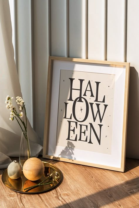 Halloween Poster Wall Art Printable Art Boho Retro - Etsy Spooky Bathroom, Halloween Decor Indoor, Paper Flowers Easy, Pastel Fall, Halloween Decorations Party, Neutral Halloween, Indoor Halloween Decorations, Cheap Halloween Decorations, Classy Halloween Decor