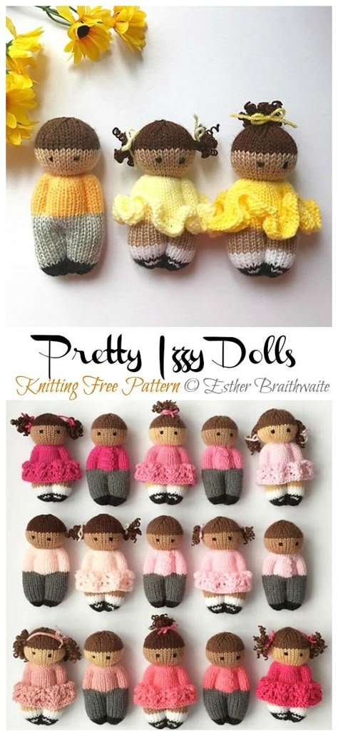 Pretty Izzy Dolls Knitting Free Pattern - Crochet & Knitting Dolls Knitting Patterns, Knitted Toy Patterns, Comfort Dolls, Izzy Dolls, Knitting Dolls Free Patterns, Knitted Dolls Free, Knitted Toys Free, Christmas Knitting Patterns Free, Easy Knitting Patterns Free