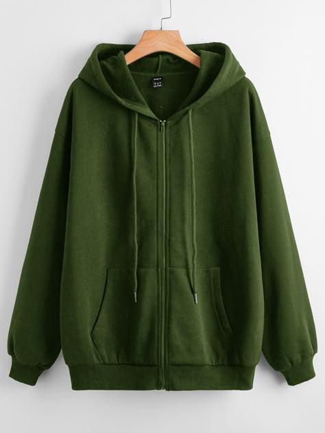 Dark Green Casual  Long Sleeve Polyester Plain Zip Up Embellished Non-Stretch Spring/Fall Women Sweatshirts Aphmau Outfits, Green Jacket Outfit, Dark Green Hoodie, Dark Green Jacket, Apple Watch Accessories Bands, Grunge Jacket, Green Clothes, Women Sweatshirts, Green Outfit