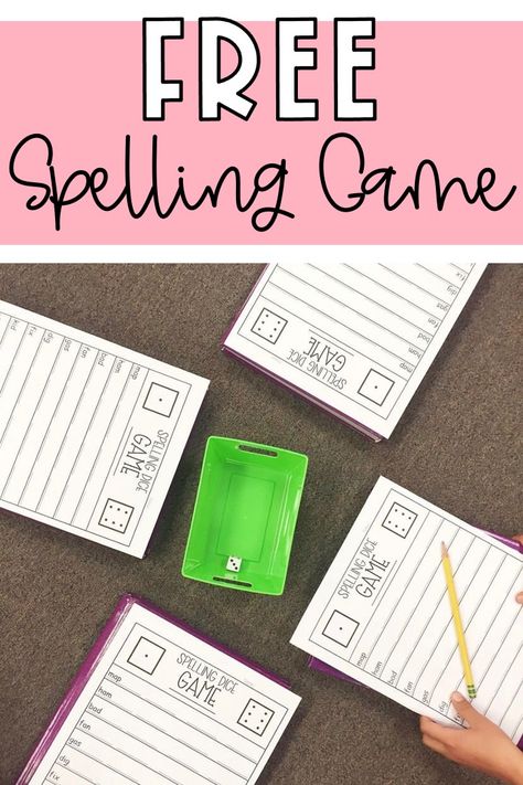 Free Spelling Game 2nd Grade Spelling Activities Free, Spelling Stations 1st Grade, Word Work Games Second Grade, Word Work For 2nd Grade, No Prep Reading Games, Spelling Stations 2nd Grade, Spelling Movement Activities, Spelling For 1st Grade, Language Arts Games For 2nd Grade