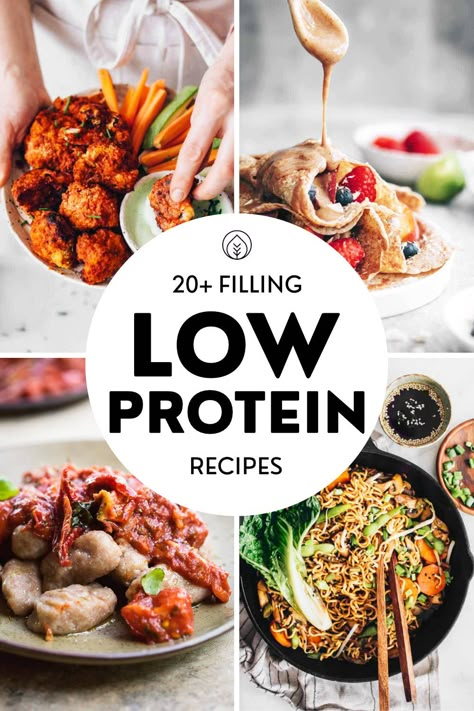 20+ Filling Low-Protein Recipes 2 No Protein Meals, Low Protein Keto Recipes, Low Protein Foods Kidney, Kidney Diet Recipes Dinners, Pku Diet Recipes, Low Protein Breakfast Ideas, Low Potassium Protein, Ckd Diet Recipes Breakfast, Low Carb Low Protein Recipes