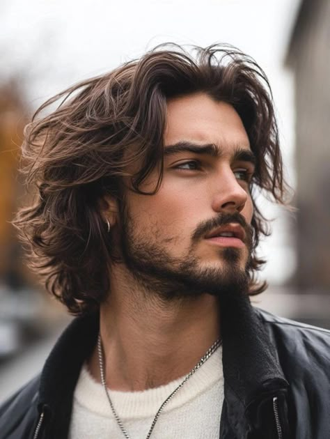 Guy Haircuts, Man With Long Hair, Mens Medium Length Hairstyles, Guy Haircuts Long, Long Hair Men, Wavy Hair Men, Hair Styles Men, Hair Color Light Brown, Men Haircut Styles