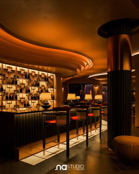 Xu Lounge :: Behance Jazz Bar Interior Design, Jazz Lounge Interior, Jazz Interior Design, Bar Lounge Design, Speakeasy Decor, Jazz Lounge, Bar Ceilings, Club Lounge, Art Deco Bar