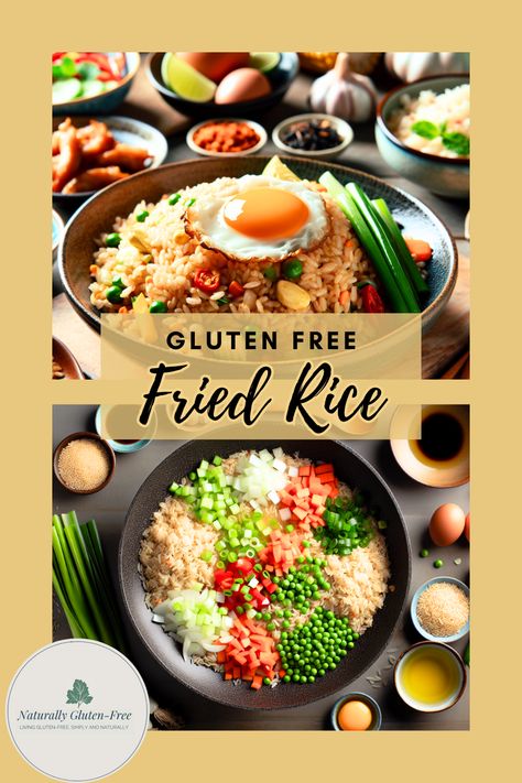 Fried rice is a staple in many Asian cuisines, with roots tracing back over a thousand years. Even then home cooks struggled to find interesting ways to re-invent leftovers.  If we leave out the gluten, this timeless classic can transform our leftovers too. Gluten Free Fried Rice Recipes, Gluten Free Fried Rice, Gluten Free Salad Dressing, Fried Rice At Home, Snacks At Home, Making Fried Rice, Gluten Free Salads, Gluten Free Soy Sauce, Gluten Free Rice