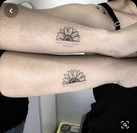 Bestie Tattoo, Bff Tattoos, Sunflower Tattoos, Inspiration Tattoos, E Tattoo, Best Friend Tattoos, Sunflower Tattoo, Tattoos For Daughters, Sister Tattoos