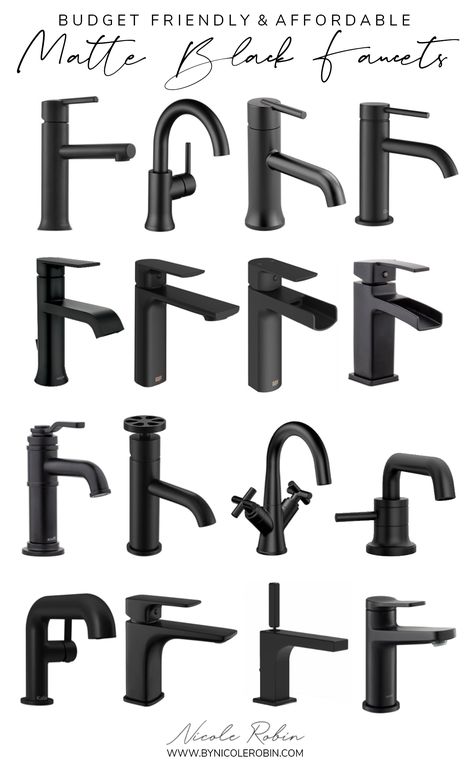 Black Fixtures Bathroom, Simple Home Updates, Black Hardware Bathroom, Powder Room Refresh, Delta Faucets Bathroom, Black Bathroom Fixtures, Black Faucets, Black Faucet Bathroom, Matte Black Bathroom Faucet