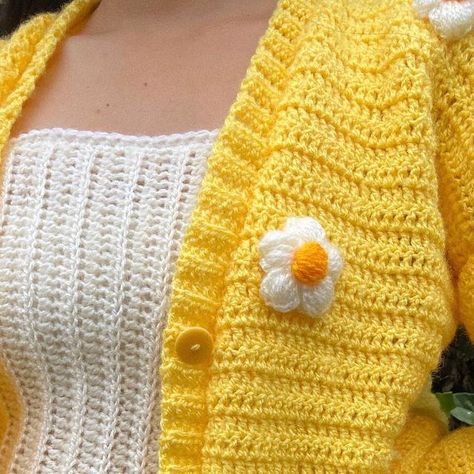 Your crochet friend on Instagram: "Crochet daisy cardigan in sunshine yellow. Perfect for fall and winter with some layering. Fits size S to L. Dm to order. . . #crochet #crochetcardigan #daisycardigan #indiancrochet #crochetindia #yellowcardigan #handmadecardigan #crochetsweater #slowfashion #sustainablefashion #smallbusinessindia #supportsmallbusiness" Yellow Cardigan, Crochet Daisy, Crochet Cardigan, Crochet Sweater, Slow Fashion, Sustainable Fashion, Daisy, Yellow, Crochet