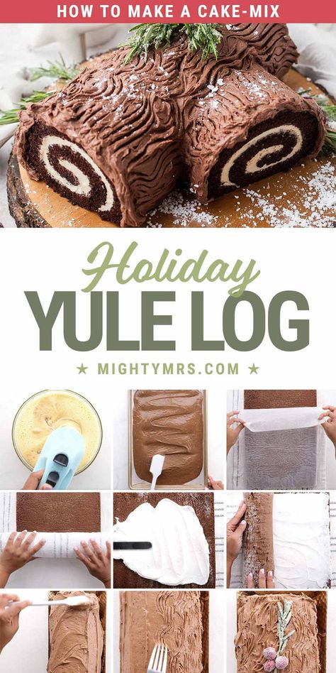 How to Make a Yule Log Cake Make A Yule Log, Easy Yule Log Recipe, Swiss Desserts, Christmas Log Cake, Homemade Chocolate Buttercream Frosting, Yule Log Cake Recipe, Yule Log Recipe, Christmas Yule Log, Chocolate Log