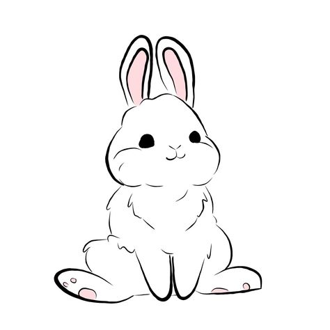 Bunny Poses Reference, Cute Bunny Face Drawing, Cute Bunny Sketches Easy, Kawaii Rabbit Drawing, Drawing Cute Rabbit, Bunny Sitting Drawing, Funny Bunny Drawing, Rabbit Illustration Character, Cute Rabbit Drawing Easy