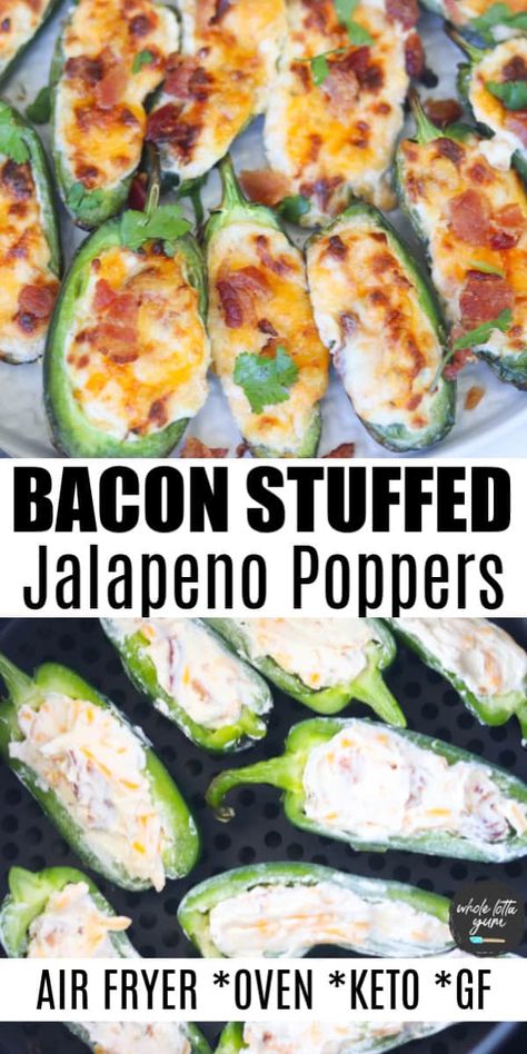 Jalapeno Keto Recipes, Poppers In Air Fryer, Keto Jalapeno Poppers, Air Fryer Jalapeno Poppers, Bacon Stuffing, Cream Cheese Jalapeno, Stuffed Jalapeno Poppers, Air Fryer Jalapeno, Cream Cheese Jalapeno Poppers