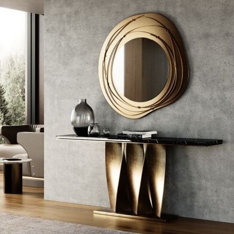 Entrance Console Design, Luxury Console, Modern Console Table, Console Table Decorating, Entryway Table Decor, Mirrored Console Table, Console Design, Modern Entryway, Mirror Design Wall