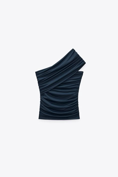 Zara Asymmetric Top, Zara Tops 2023, Zara Clothes Aesthetic, Going Out Tops College, Zara Clothes Women, Blue Clothes Aesthetic, Zara Finds, Birthday Tops, Zara Clothing