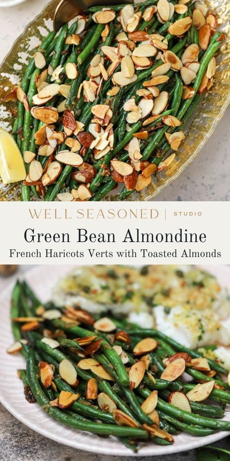 French Green Bean Recipes, Green Bean Side Dish Recipes, Green Bean Side Dish, French Side Dishes, Thanksgiving Green Beans, Fresh Green Bean Recipes, Green Beans Side, Green Beans With Almonds, Green Bean Dishes