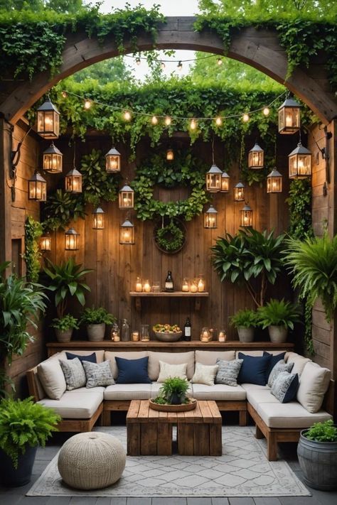 Outside Cozy Area, Airbnb Backyard, Seating Area Design, Cozy Outdoor Spaces, Cozy Patio Ideas, Pergola Decor, Outdoor Living Space Ideas, Patio Setup, Outdoor Seating Area