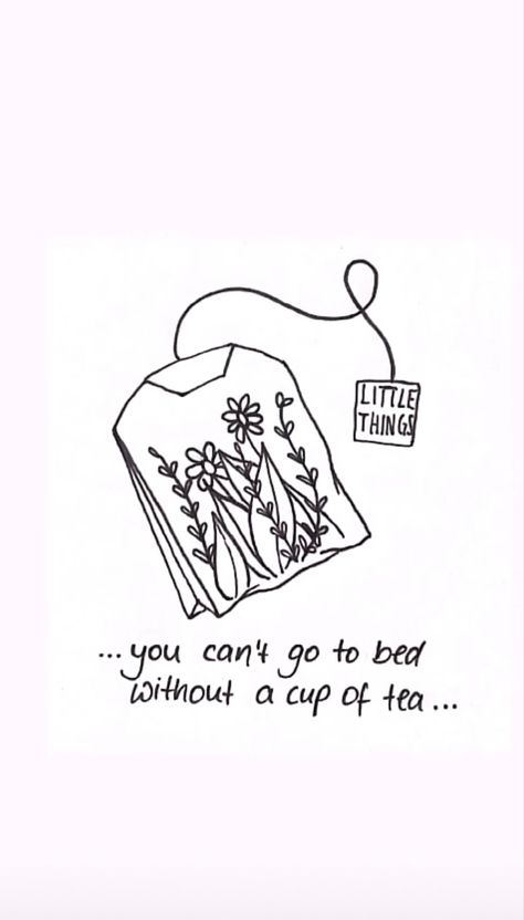 Cup Of Tea Doodle, Teetotaler Tattoo, Coffee Mug Tattoo Ideas, Tea Bag Sketch, Cute Tea Tattoo, Garlic Bread Tattoo, Tea Lover Tattoo, Tea Bag Doodle, Yea Bag Tattoo