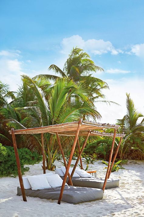 Mexico Tulum, Swing Bed, Tulum Beach, Beach Cabana, Beach Bedding, Beach Lounge, Beach Cafe, Sunny Weather, Beach Bar