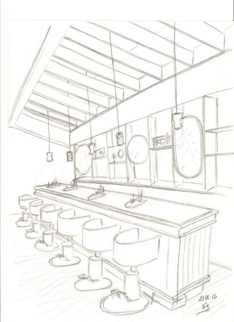 Restaurant Perspective Drawing, Bar Perspective Drawing, Cafe Interior Perspective, Bar Design Drawing, Cafe Interior Design Drawing, Shop Drawing Interior, Bar Sketch, Restaurant Sketch, Bathroom Sketch