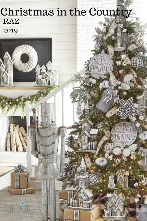 Raz Christmas Trees, Raz Imports Christmas, Country Christmas Trees, Raz Imports, Farmhouse Christmas Tree, Christmas Tablescape, Christmas Tree Decorating, Christmas Tree Inspiration, Tree Themes