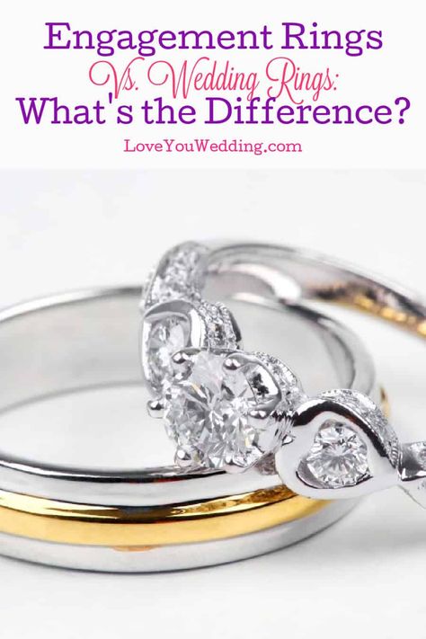 What's the difference between engagement rings vs wedding rings? Do you REALLY need both? We answered those questions & more. Check it out! Difference Between Wedding Ring And Engagement Ring, Difference Between Engagement Rings And Wedding Rings, Engagement Rings Vs Wedding Rings, Engagement Ring Vs Wedding Ring, Engagement Vs Wedding Ring, Gay Engagement Rings, Christmas For Boyfriend, Wedding Song Ideas, Travel Fashion Style