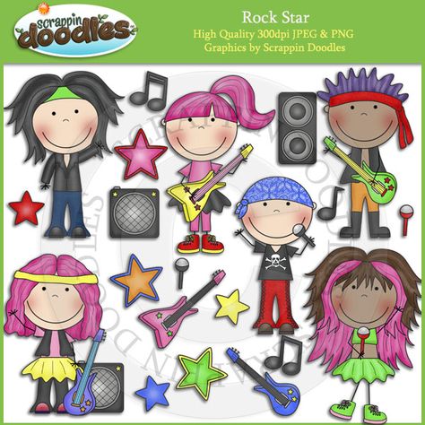 Rock Stars Clip Art Download Rock And Roll Classroom, Stars Clip Art, Rock N Roll Theme, Rock Star Theme, Guitar Clipart, Art For Classroom, Guitar Speaker, Star Clipart, Star Theme