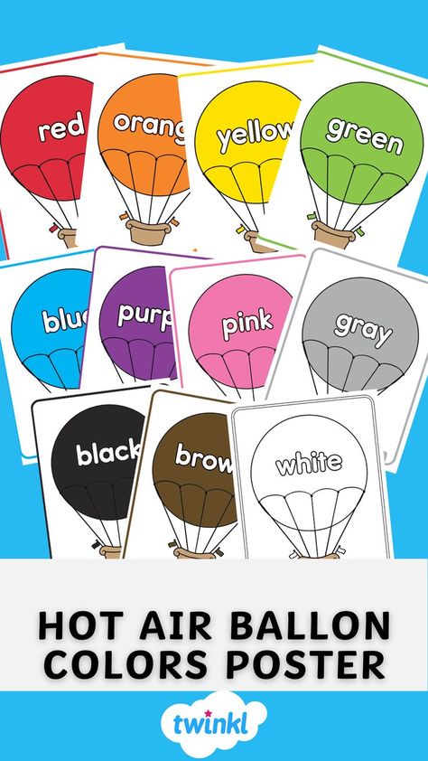 Our Color Words on Hot Air Balloons are an adorable addition to your decor! Each beautifully illustrated poster features a colored hot air balloon and the corresponding color word. Display the posters in your classroom as a reference for reading and writing! Hot Air Balloon Decorations Classroom, Air Balloon Classroom Theme, Hot Air Balloon Room, Hot Air Balloon Classroom Theme, Ballon Theme, Hot Air Balloon Classroom, Preschool Small Group, Air Balloon Craft, Balloon Room