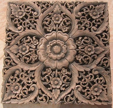 Teak, Wood carvings and Woods on Pinterest Hand Carved Teak, Chip Carving, Carving Wood, Wood Panels, Carving Designs, Wood Carving Art, Panel Wall Art, Wood Carvings, Panel Art