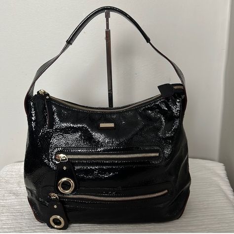 KATE SPADE VINTAGE PATENT LEATHER SHOULDER BAG Lincoln Road, Kate Spade Handbags, Kate Spade New York, Leather Shoulder Bag, Patent Leather, Zip Pockets, Kate Spade, Shoulder Strap, Shoulder Bag