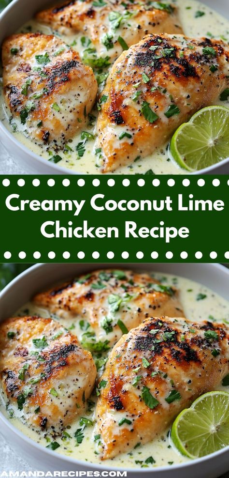 Enjoy a simple yet flavorful dinner with this Creamy Coconut Lime Chicken. The creamy sauce, infused with lime, adds a refreshing touch that elevates the dish without overwhelming the palate. Chicken Lime, Craving Tasty, Coconut Milk Sauce, Milk Chicken, Coconut Milk Chicken, Lime Chicken Recipes, Coconut Lime Chicken, Delicious Chicken Dinners, Chicken Casserole Recipes