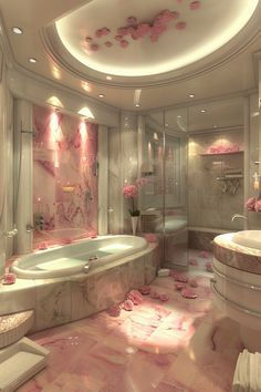 Cool Bathroom Aesthetic, Cute Bathroom Design, Magical Room Ideas, Princess Bathroom Ideas, Aesthetic Flooring, Fancy Bathroom Ideas, Cute Pink House, Greek Bathroom, Castle Bathroom