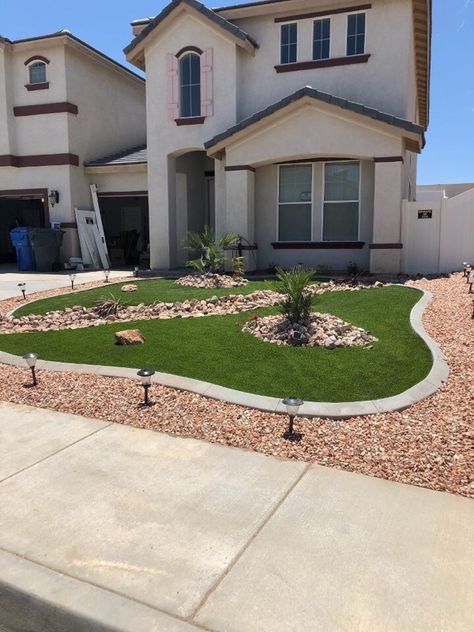 Front Yard Turf Landscaping Ideas, Turf Front Yard Ideas, Front Yard Ideas Modern, Small Front Yard Garden, Front Yard Designs, Southern Landscape, Xeriscape Front Yard, Turf Backyard, Landscape Front Yard