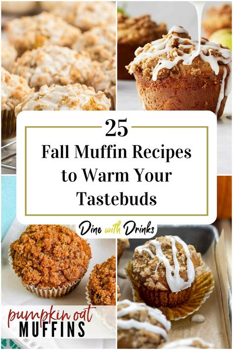 Collage of 4 fall muffin recipes. Best Pumpkin Spice Muffins, Spiced Muffin Recipe, Best Fall Muffins, Fall Flavored Muffins, Fall Flavor Muffins, Muffins For Fall, Fall Muffin Flavors, Fall Muffins Recipes, Muffin Flavor Ideas