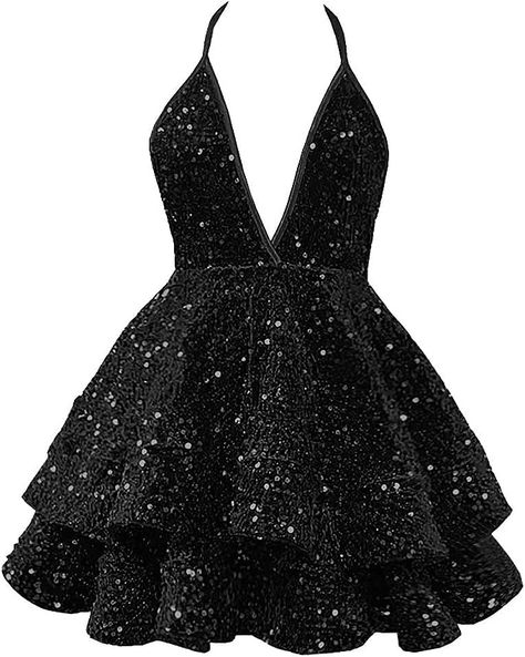 Dresses Short Sparkly, Short Prom Dresses For Teens, Party Gowns Evening Dresses, Party Gowns Evening, 8th Grade Prom, Halter Homecoming Dress, Sparkly Cocktail Dress, Homecoming Dresses For Teens, Tiered Prom Dress