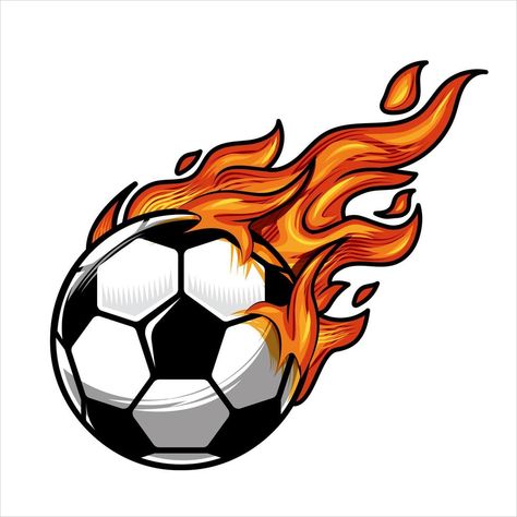 Football Ball Drawing, Soccer Ball Drawing, Fire Football, Soccer Graphics, Ball Illustration, Soccer Drawing, Football Clipart, Metal Drawing, Fire Vector