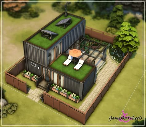 Sims 4 Container House Layout, The Sims 4 Container House, The Sims 4 Eco Lifestyle House, Container Home Sims 4, Sims 4 Shipping Container House, Container House Sims 4, Sims 4 Evergreen Harbor House, Eco House Sims 4, Evergreen Harbor Sims 4